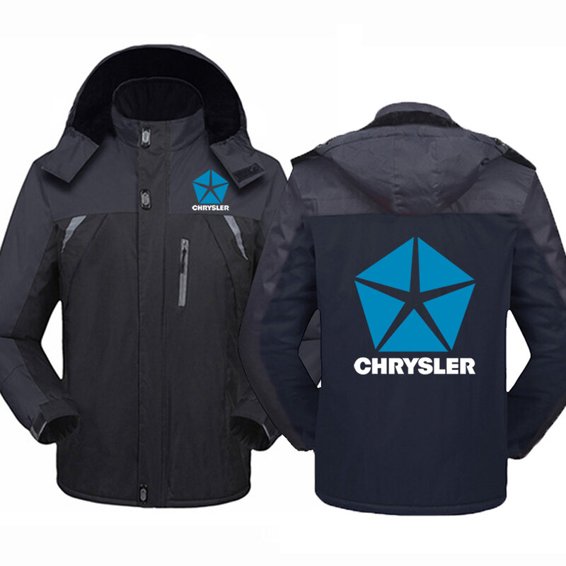 Chrysler 2023 jesień i zima nowe pogrubienie utrzymane ciepła kurtka polarowa mężczyzn na co dzień moda wiatroszczelna kurtki typu Parka odzież z kapturem