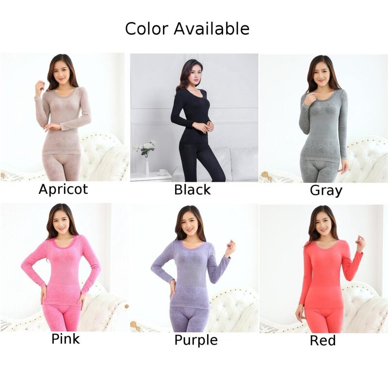 Women Thermal Underwear Set Soft Long Johns Base Layer Top & Bottom Set 2Pcs High Quality Basic Clothing Tights Clothes