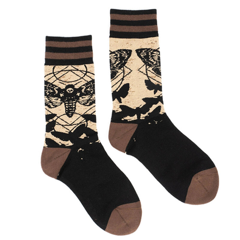 Spring/Summer New Personalized Gothic Style Dark Retro Jacquard Fashion Socks Couple Cotton Socks