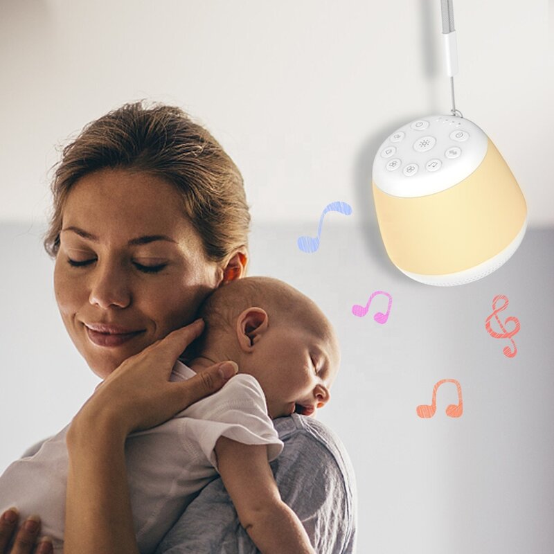 Reproductor de sonido portátil para niños pequeños, máquina de ruido blanco con luz nocturna y cargador para bebé