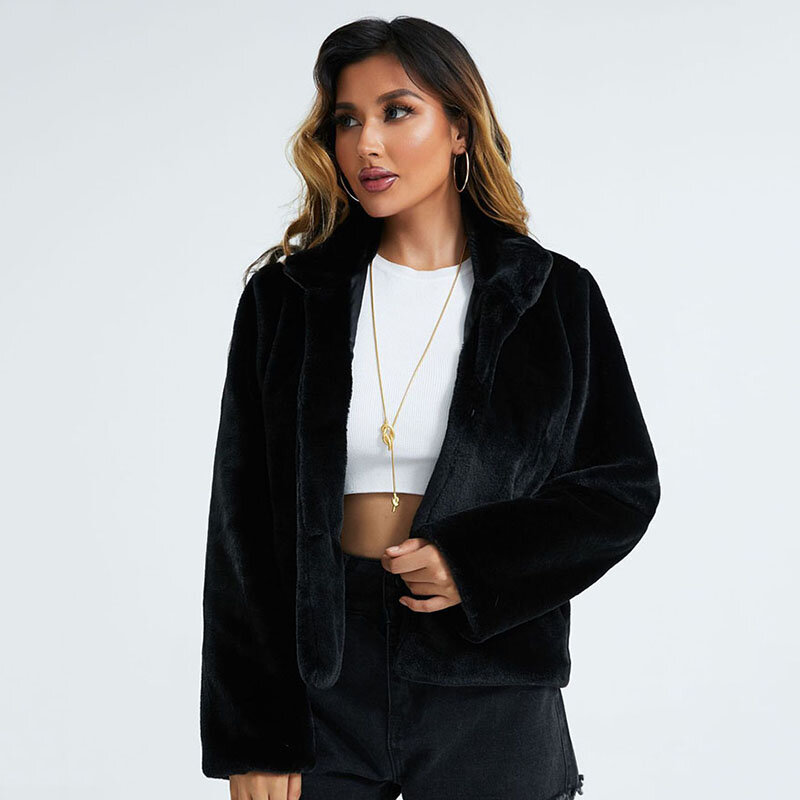 Lucyever-Casaco de pele sintética preto e branco para mulheres, outono, inverno, alta qualidade, jaqueta de imitação curta, casaco de pelúcia feminino, novo