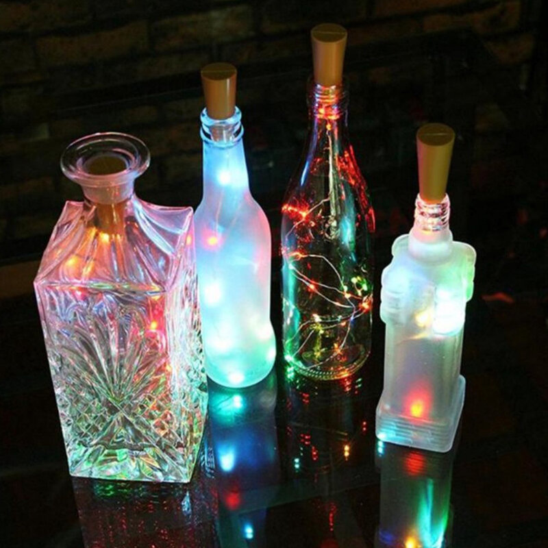Solar Wine Bottle String Light, DIY Copper Wire, Fairy Lights, Cortiça Forma, Festa de Casamento, Jardim, Decoração de Natal Lâmpada, 2m, 20LEDs