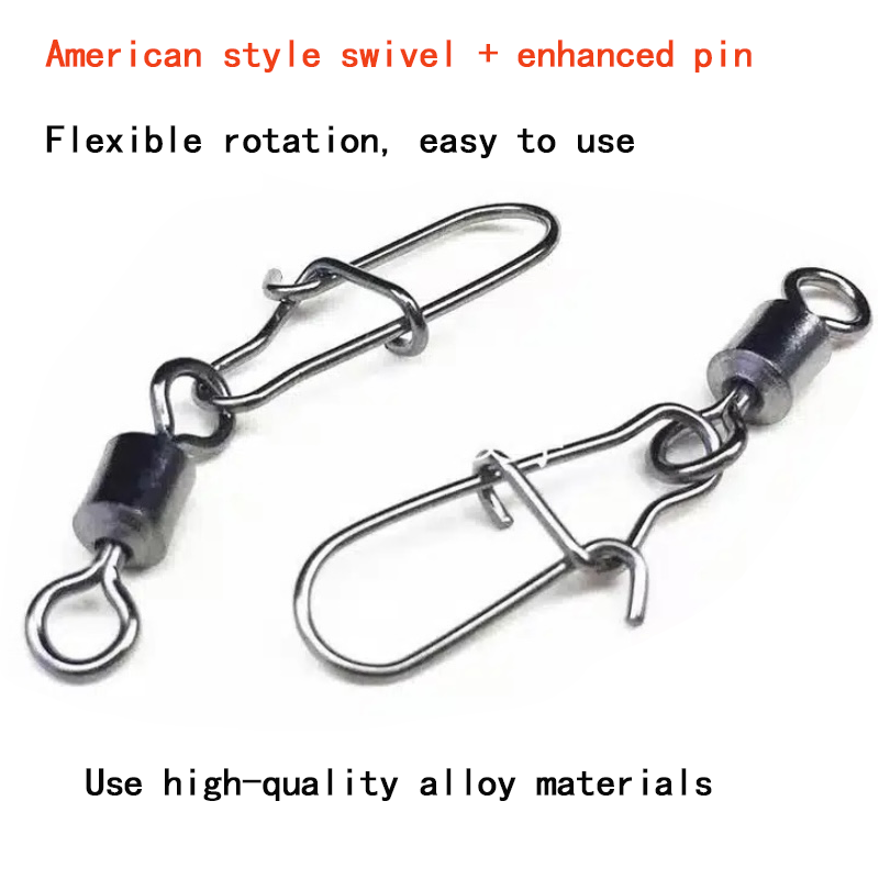 Fishing Accessories Connector 100PCS Pin Bearing Rolling Swivel Stainless Steel Snap Fishhook Lure Swivels Tackle