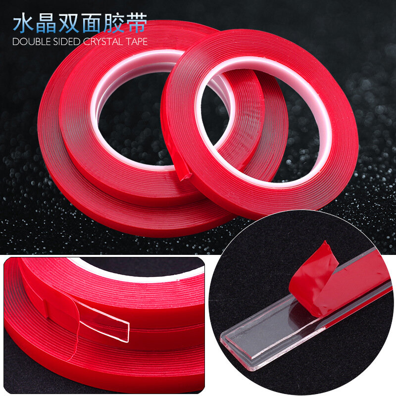 Length 3M/5M/10M Strong Transparent Acrylic Foam Adhesive Tape Double Sided Silicone Nail Sticker Tape Glue No Traces Nail Tool