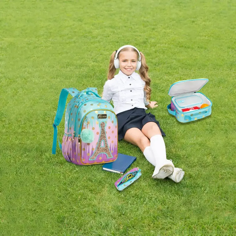 Mochilas escolares para niños, conjunto de mochilas escolares de primaria para niñas adolescentes, bolsas escolares con torre de lentejuelas, bolsas de libros impermeables