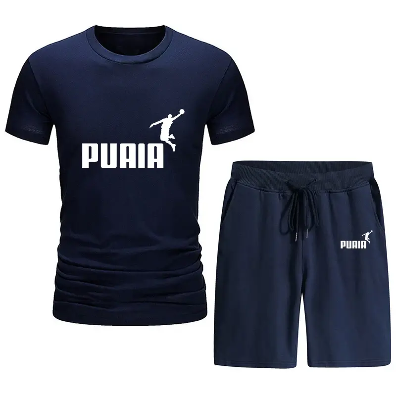 Summer Mens Tracksuit Casual Jogging Short Sleeve Suit Comfort Loose Man Training Jersey Cotton T-shirts+Sport Short 2-Piece Set