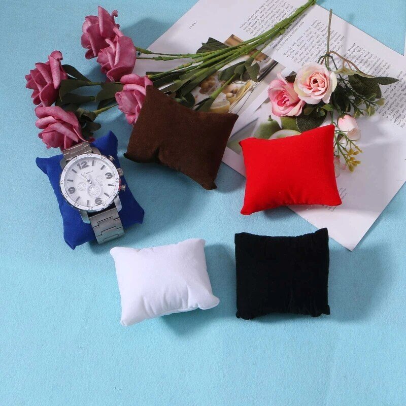 E0BF 10 шт. Бархатная подушка-браслет Многоцветная ювелирная подушка Подушка-браслет для часов