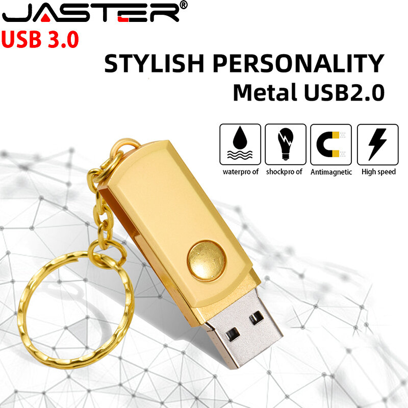 JASTER New Metal Keychain USB 3.0 Pen Drive 4GB 8GB Waterproof Pendrive 16GB 32GB 64GB 128GB Flash Drive 1 PCS Free Custom LOGO