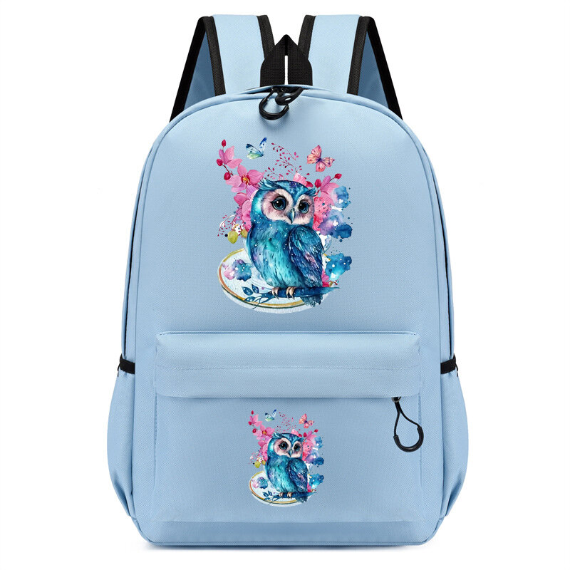 Mochila infantil Anime Cartoon, Bookbag, mochilas escolares, sacos de viagem, Aquarela coruja flor, jardim de infância menina, crianças