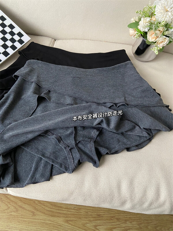 Damska szara plisowana spódnica w kształcie litery A Vintage Y2k 90s Mini spódniczka Harajuku koreańska asymetryczna spódnica 2000s modne ciuchy lato 2024