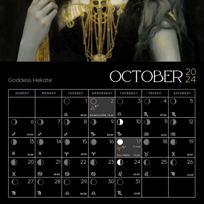 Kalendarz księżycowy 2024 astrologia sztuka ścienna księżycowy kalendarz bogini wiszące dekoracje astrologiczne 2024 kalendarz księżycowy dla