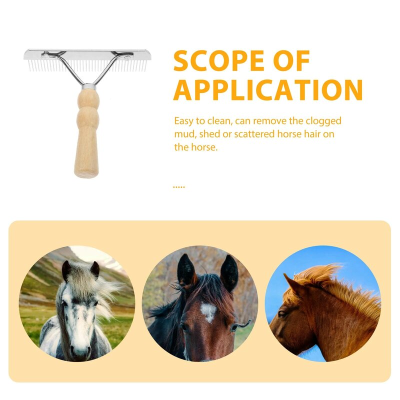 Metal Horse Hair Dematting Brush, Pet Cleaning, Dog Rake Acessório, Deshedding Tool