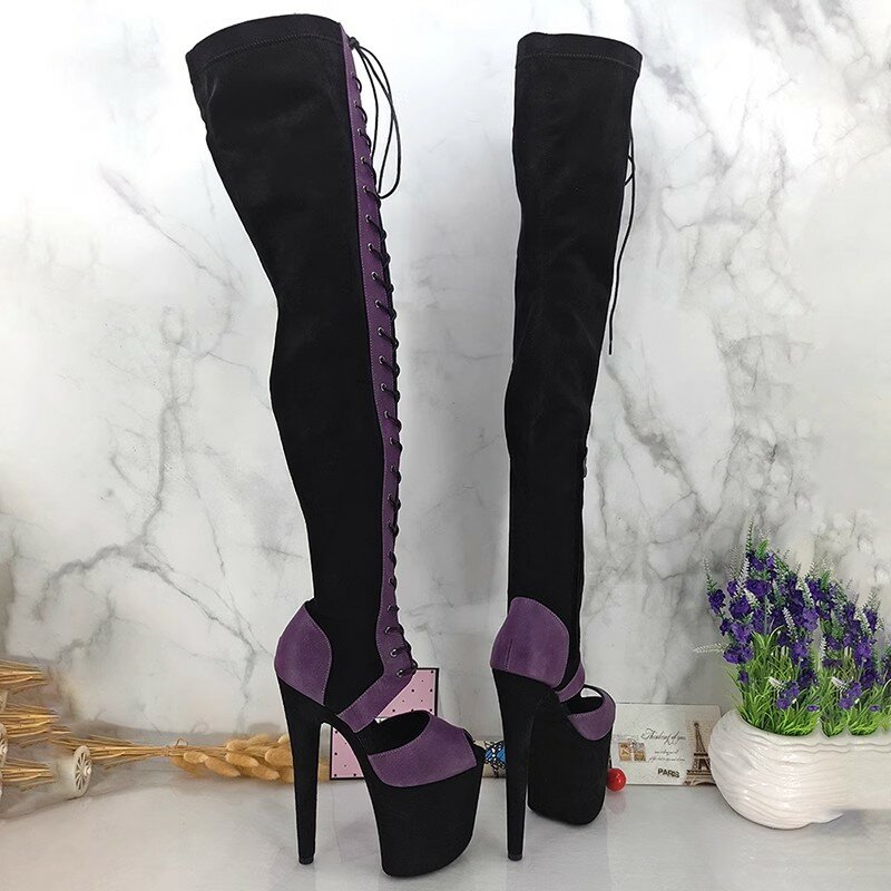 Auman Ale New 20CM/8inches Suede Upper Sexy Exotic High Heel Platform Party Women Boots Nightclubs Pole Dance Shoes 156