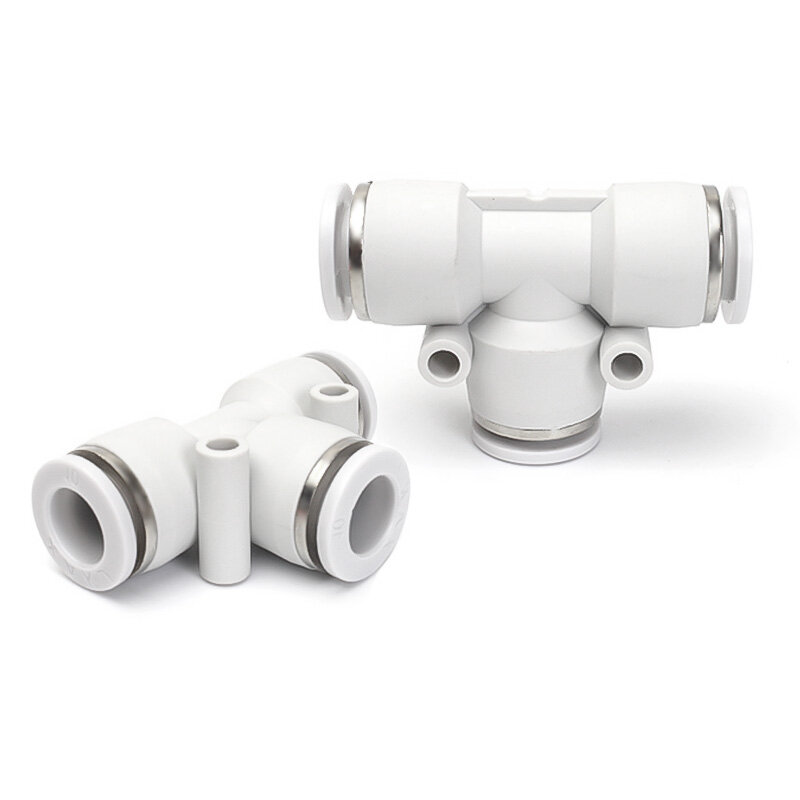 T-Type White Plastic Three-Way PE Pneumatic Air Pipe Connector GPE-4/6/8/10/12/14/16 Quick Insertion Air Pipe Hose Element