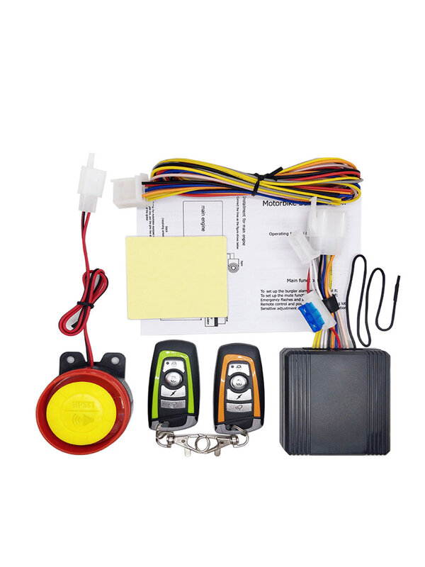 Universal Motorcycle Alarm System One-way with Engine Start Remote Control Key Fob 12V with Overload Protector