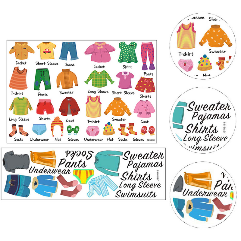 Pegatina colorida de dibujos animados para armario multifuncional, pegatina de clasificación para cajón, ropa para niños