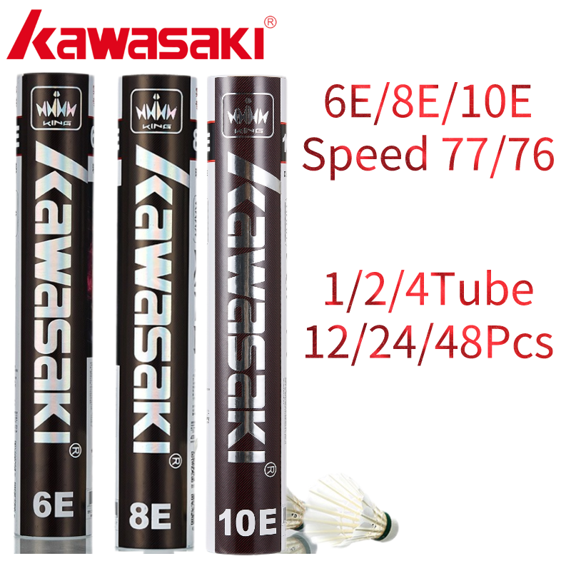 Kawasaki Upgrade Bulu Tangkis Kok untuk Klub & Latihan Raket Olahraga Kecepatan 76 77 Bola Bulu Tangkis Tahan Lama 6E/8E/10E