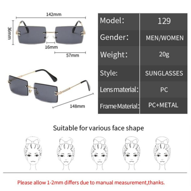 2023 occhiali da sole retrò da donna Designer di marca occhiali da sole sfumati senza montatura occhiali da sole senza montatura da donna con lenti da taglio