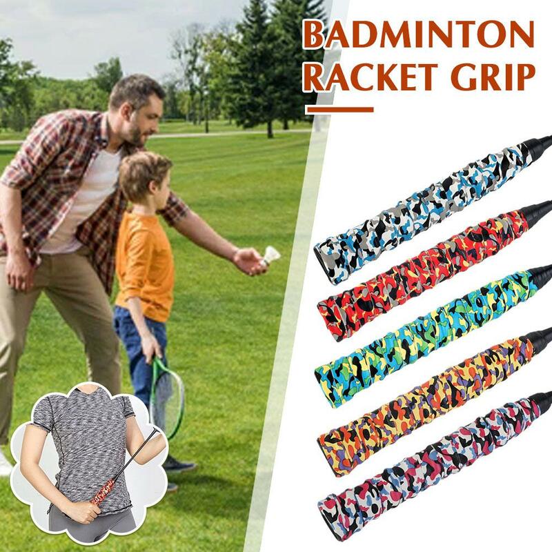 Camuflagem Badminton Racket, Mão cola raquete de tênis Handle, Anti Slip Absorção, Pesca Slingshot, Correia de suor, Envolvido Rod B, I8I2