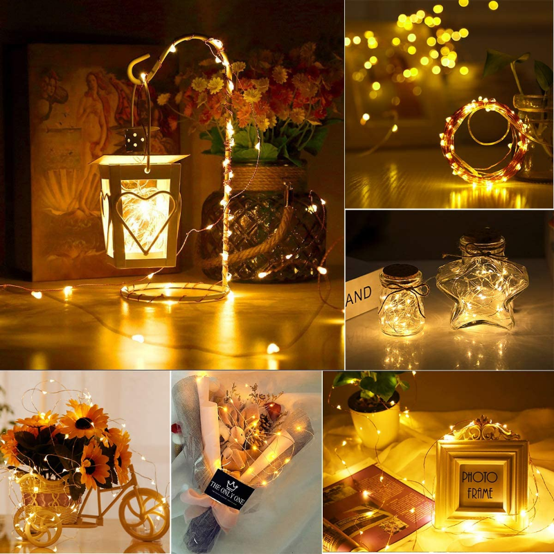 Guirlande lumineuse LED féerique en fil de cuivre, lampe d'extérieur, guirlande lumineuse pour noël, nouvel an, fête de mariage, décoration