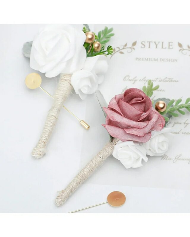 Mm-artificial rosa e creme para dama de honra, flor artificial, decoração do casamento, pasta de feijão, rosa flores de seda