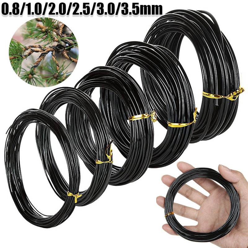 0.8mm 1mm 1.5mm 2mm 3mm 3.5mm Black Bonsai Wire Anodized Aluminum Bonsai Training Wire  Garden DIY Tool for Plant Shapes