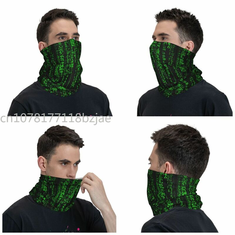 Matrix Green Code Secret Bandana Neck Gaiter for Ski Hunting Women Men Wrap Scarf Hacker Programmer Coding Balaclava Warmer