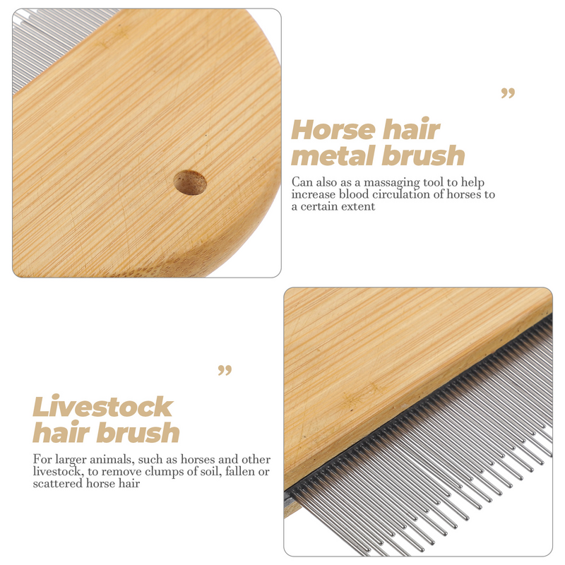 Wooden Horse Brush Rake Horsehair Remover Removing Shedding Tool Deshedding Pet