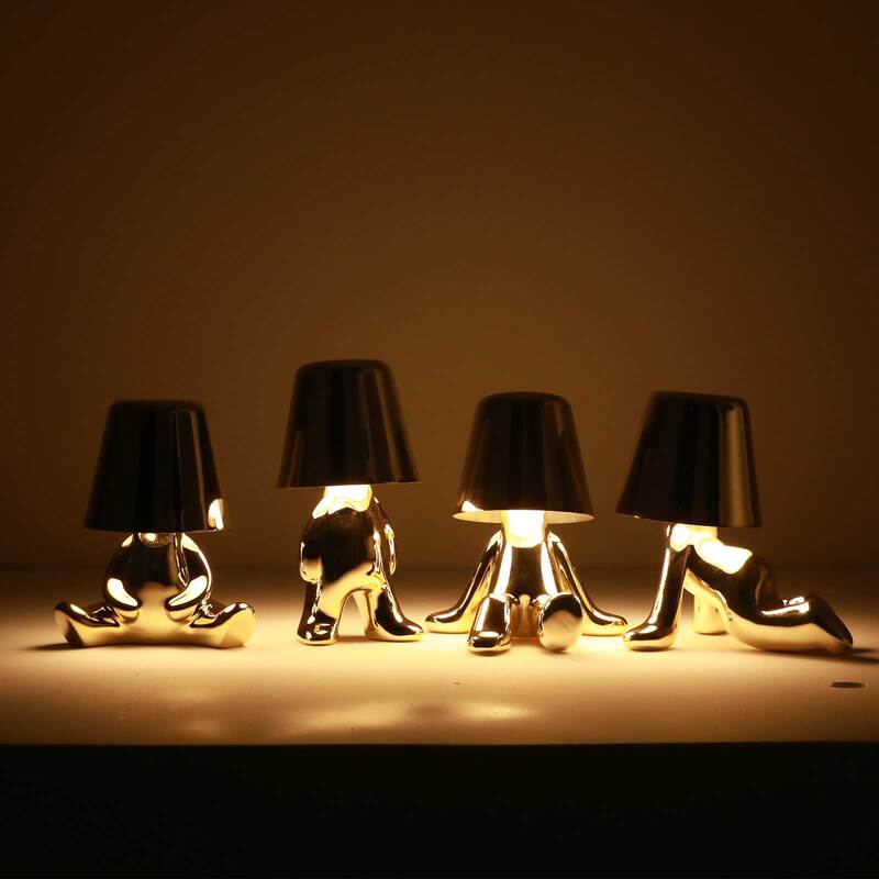 Lámpara de mesa led dorada, iluminación de hierro de resina de 3W, control creativo táctil, regulable, para sala de estar, bar, restaurante, cafetería