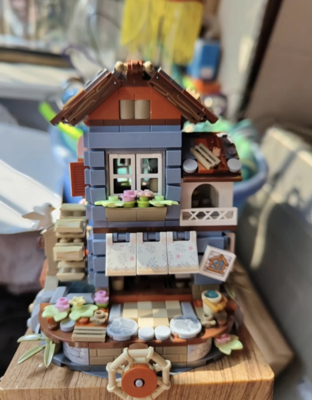 LOZ-Chinese Windmill House Building Blocks, Mini Bricks, Brinquedos Adolescentes, Presente DIY, Decorações Home, Caixa de Música, 1239