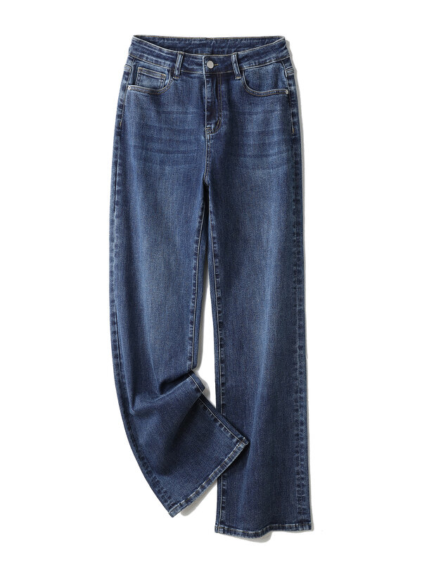 Mais tamanho calças de brim de perna larga para mulher elástico cintura alta em linha reta pernas soltas encaixe 100 kgs 175cms altura senhora denim jeans 2023