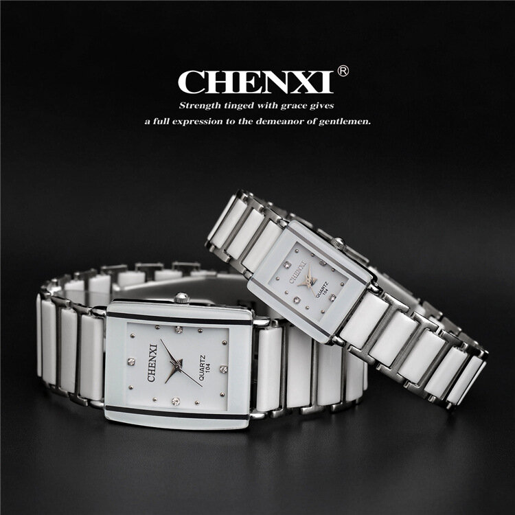 남녀공용 다이아몬드 사각 시계 세트, 연인을 위한 방수 스테인리스 스틸, 커플 아이템, 최고 럭셔리 브랜드
