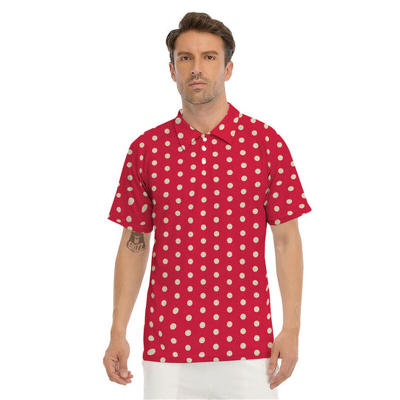 Men's Polo Shirt Fashion Golf Shirts 3D Leopard Printed Tees Striped Streetwear Men Shirt Short Sleeve Button Blouse Casual Top