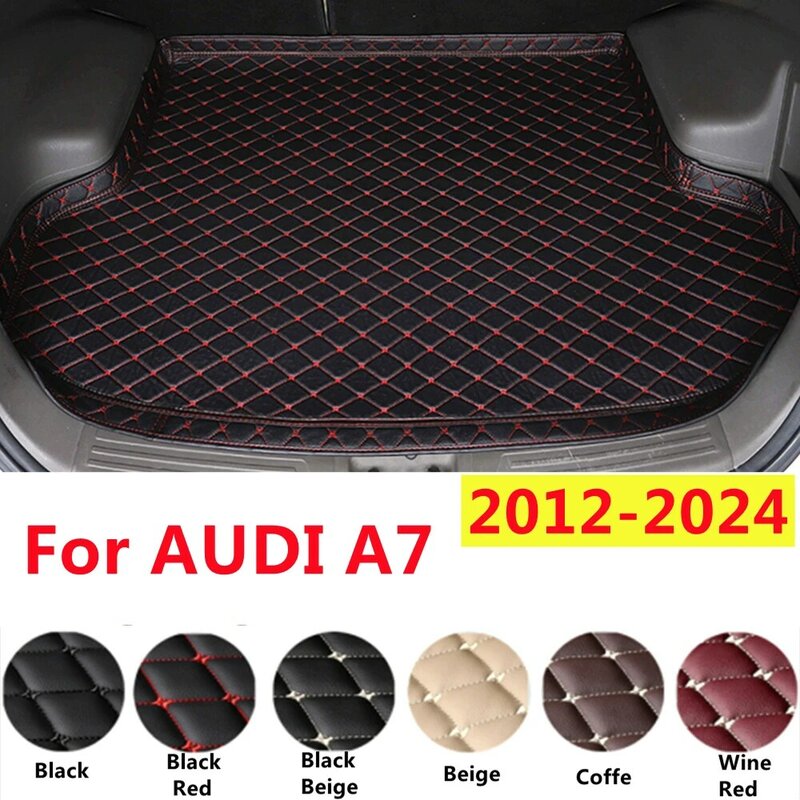 SJ XPE Leather High Side Car Trunk Mat Fit For AUDI A7 2024 2023 2020-2012 Auto Fittings Cargo Liner Tail Boot Carpet Waterproof