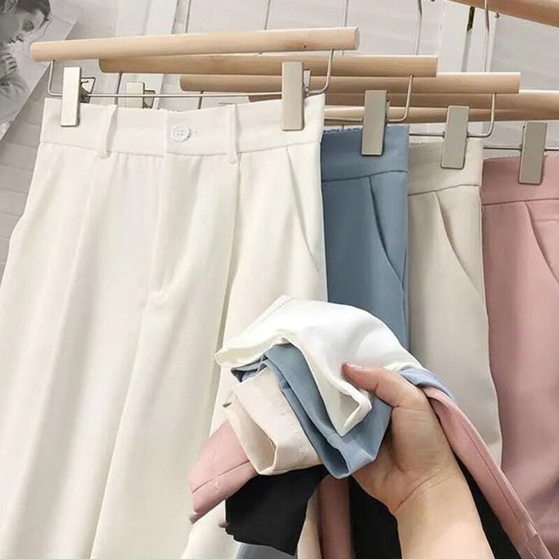 Primavera autunno pantaloni a vita alta da donna 2023 moda coreana colori caramella pantaloni a gamba larga pantaloni elasticizzati larghi oversize
