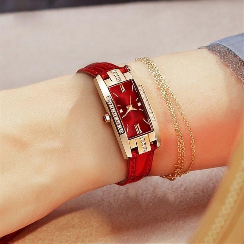 New Luxury Watch Women's Square WristWatch Leather Fashion Watch Ladies Quartz Clock Gift Montre Femme Reloj De Mujer
