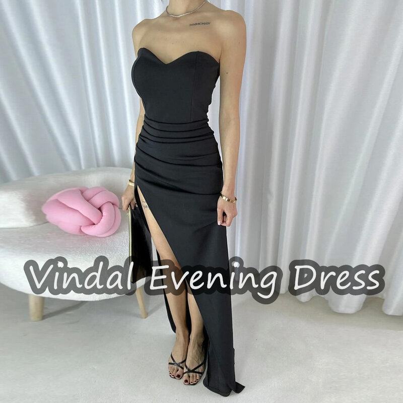 Vindal Sweetheart Neckline Evening Dress Crepe Mermaid Floor Length Elegant Built-in Bra Saudi Arabia  Sleeveless For Woman 2024