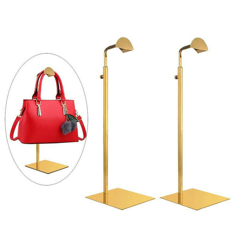 Polished Bag Show Shelf Adjustable Stainless Steel Hanging Handbag Display Purses Holder Rack Stainless Steel Organizer Stand