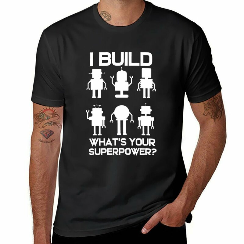 재미있는 로봇 엔지니어 빌드 로봇 티셔츠, 헤비웨이트 빈티지 동물 프린트, 소년 스포츠 팬용, 남성 챔피언 티셔츠