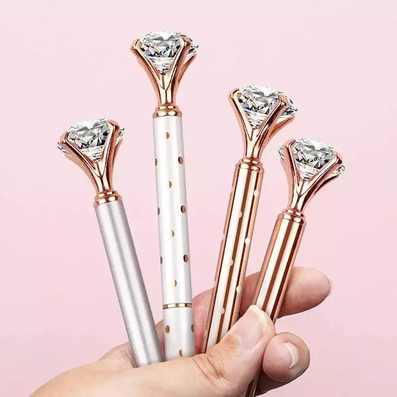 Grote Diamant Kristallen Pen Balpen Student Briefpapier Kantoor Relatiegeschenken 1.0Mm Metalen Punt Strass Bal Punt