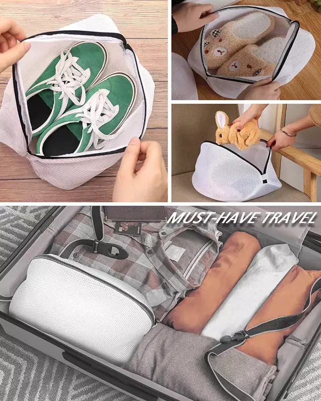2PCS/1PC Mesh Lavanderia Bag Máquina de Lavar Sapatos Bag com Zips Viagem Sapato Armazenamento Sacos De Proteção Roupas Organizador De Armazenamento Sacos
