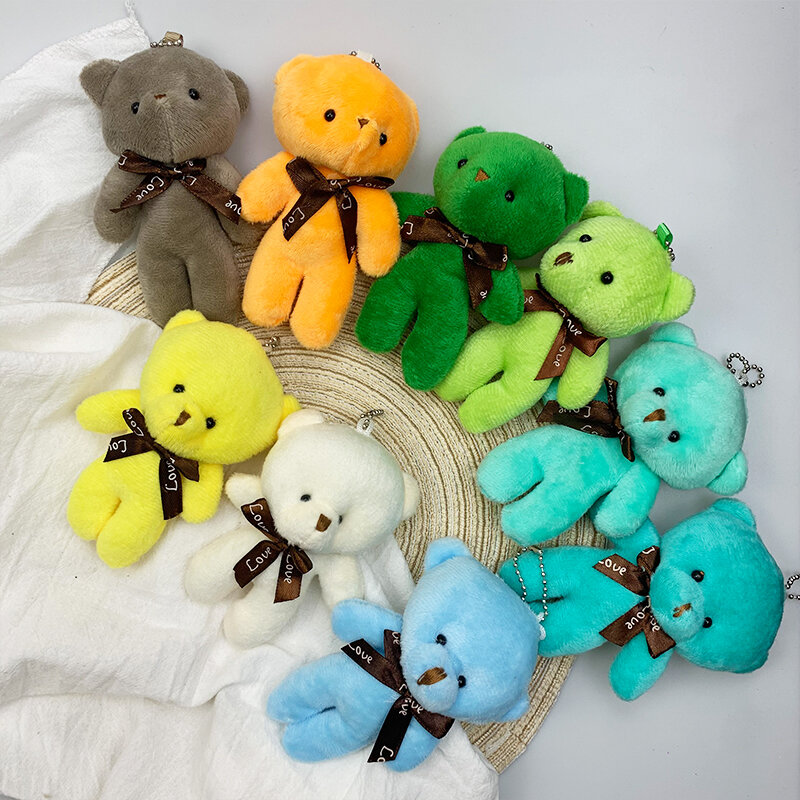 New Color Teddy Bear Plush Doll Toys 12cm Bear Animal Stuffed Doll Keychain Pendant Small Gift For Party Wedding Children Gifts