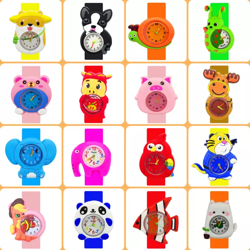 Часы Детские кварцевые, с 3d-рисунком в виде животных, силиконовые, водонепроницаемые