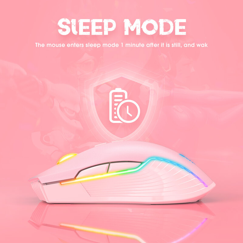Onikuma cw905 2.4ghz mouse sem fio 7 botões de programação ajustável 4 níveis 3600dpi ratos de jogos com respiração cores led