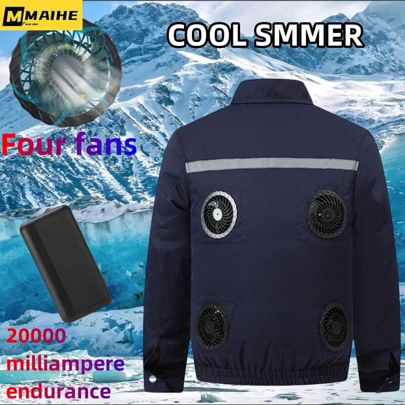 Giacca a ventaglio da uomo Fashion Simple USB Charging Cooling Tooling Coat Outdoor Camping Fishing refrigerazione aria condizionata Suit