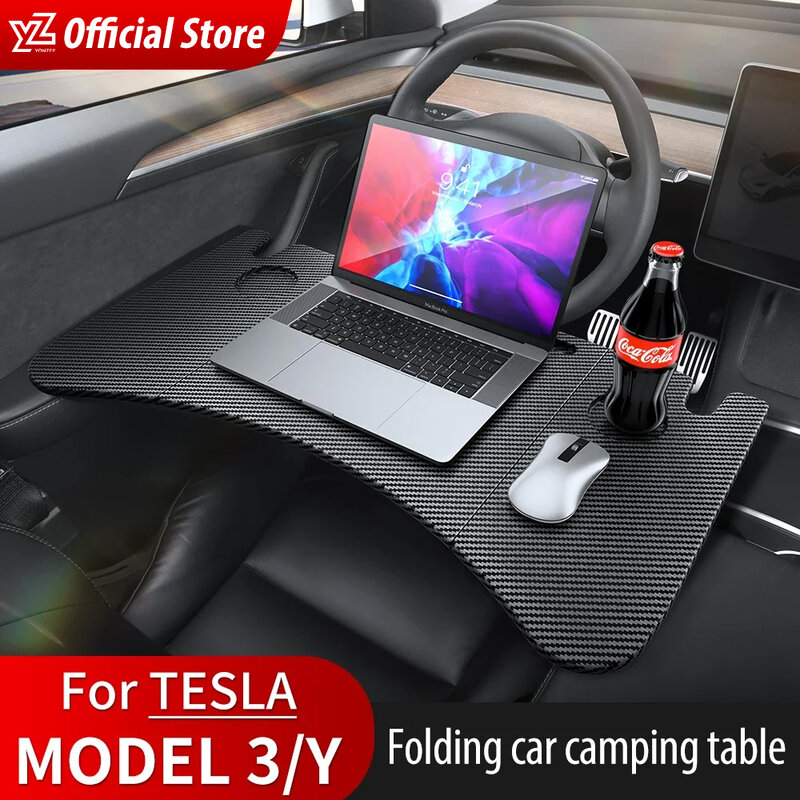 YZ-mesa de escritorio para Tesla Model 3 2024, bandeja portátil para volante de coche, escritorio de comida, mesa de oficina portátil para Tesla Model 3 2022 ModelY