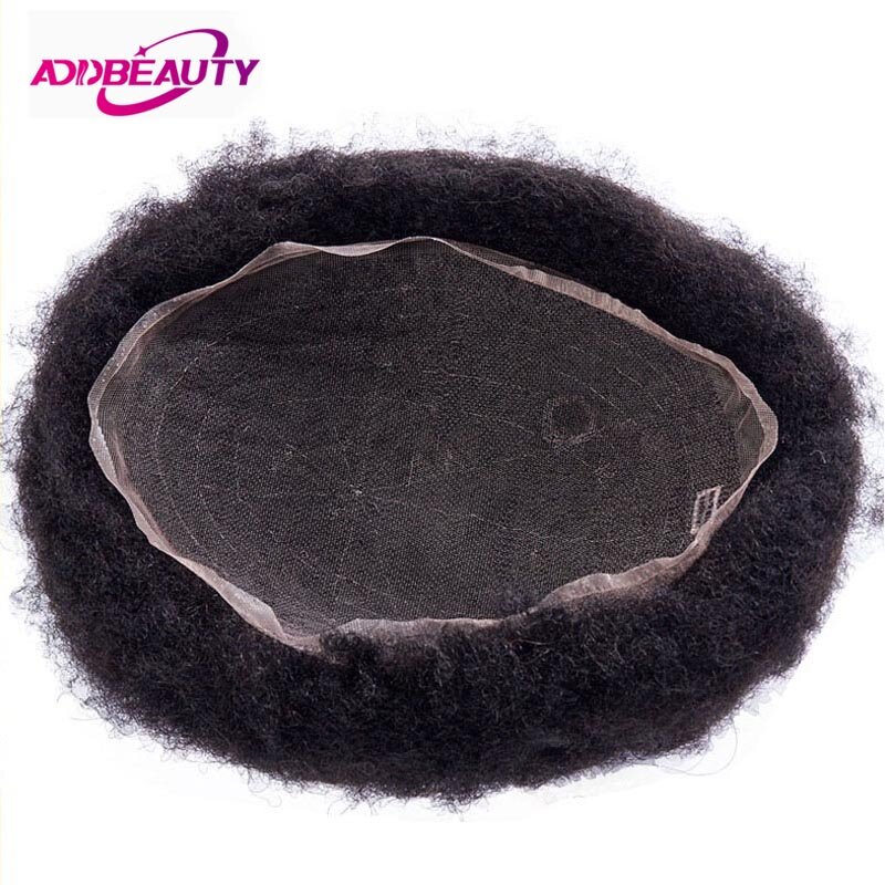 Afro Full Lace Men Toupee Addbeauty Human Hair Wigs Breathable Swiss Lace Hair Prosthesis Curly Toupee Man Human Hair System