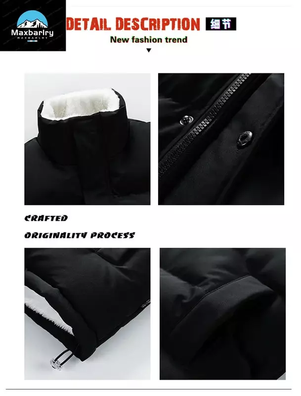 Męska kurtka bawełniana koreańska moda jednolity kolor stójka ciepły płaszcz Casual gruby wyściełany męska odzież zimowa 2023