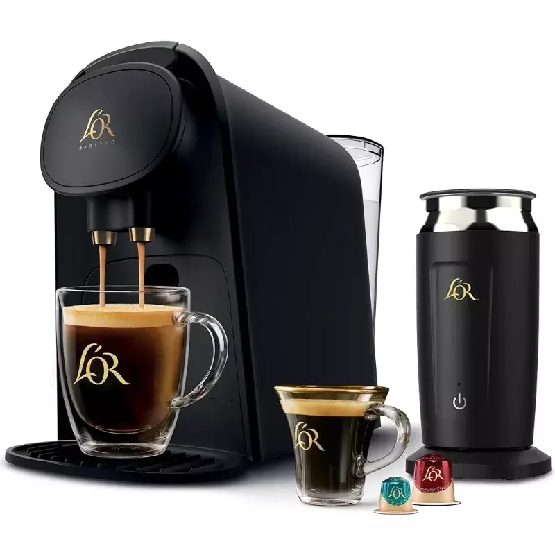 Mesin kopi, mesin Espresso dan kopi sistem L'OR Barista dengan Frother, hitam Matte