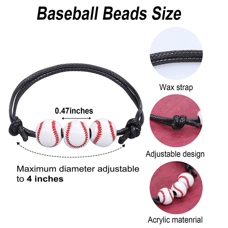 1PC Football Basketball Tennis Rugby Hand Bracelet for Children Men Women Girl Boy Adjustable Baseball Soccer Volleyball Beads